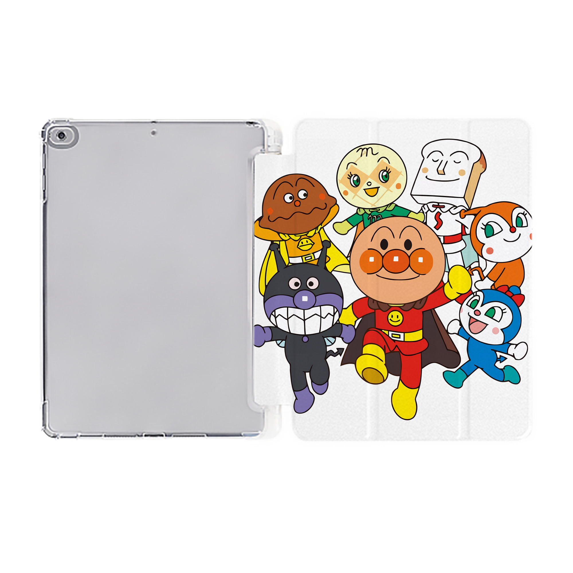 （画像用） アンパンマン Anpanman IPad ケース ペン収納付き 三つ折りスタンド PUレザー×シリコン 対応機種9.5/10.5/10.9インチ